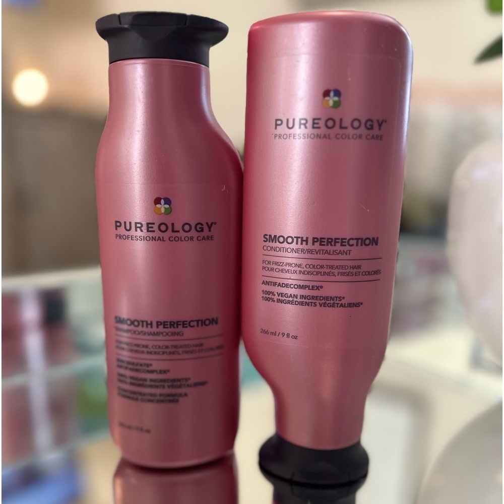 Pureology Smooth Perfection Shampoo and Conditioner Set 9 oz each Anti Frizz